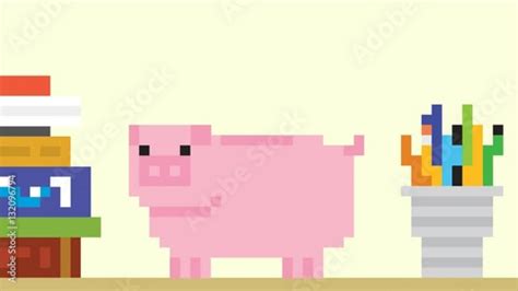 Piggy Bank And Falling Gold Coins Pixel Art Game Style Hd Finance