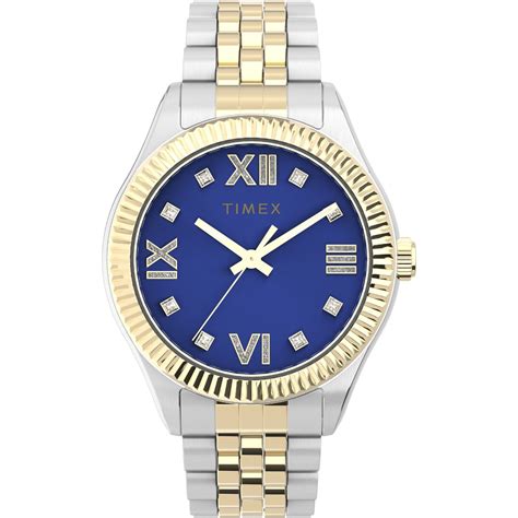 timex trend women blue round stainless steel dial analog watch tw2v45