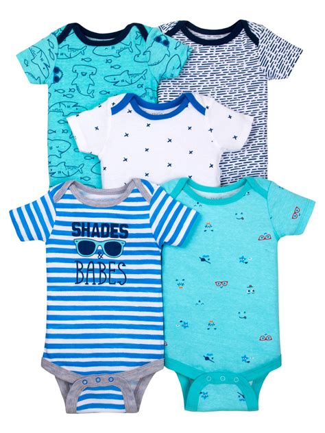 Little Star Organic Baby 5pk Short Sleeve Bodysuits Size Newborn 9