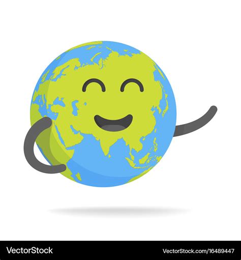 Cute Cartoon Earth Character World Map Globe Vector Image