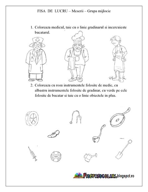 Fise De Lucru Cu Meserii Pentru Copiii De Gradinita Grupa Mijlocie