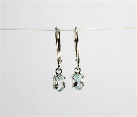 Aquamarine Gemstone Silver Earrings With Lever Back