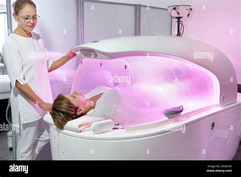 Hydromassage Bathtub In A Cosmetological Clinic Spa Capsule Stock