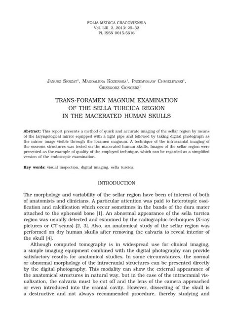 Trans Foramen Magnum Examination Of The Sella Turcica Region In The