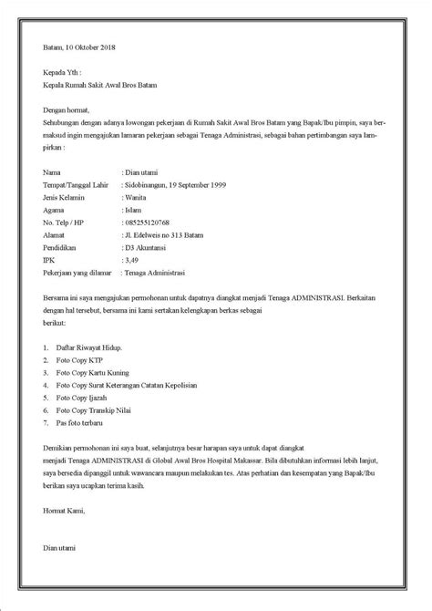 Kumpulan semua contoh surat lamaran dan pernyataan dinas resmi. Contoh Surat Lamaran Rs Awal Bros Makassar - Download ...
