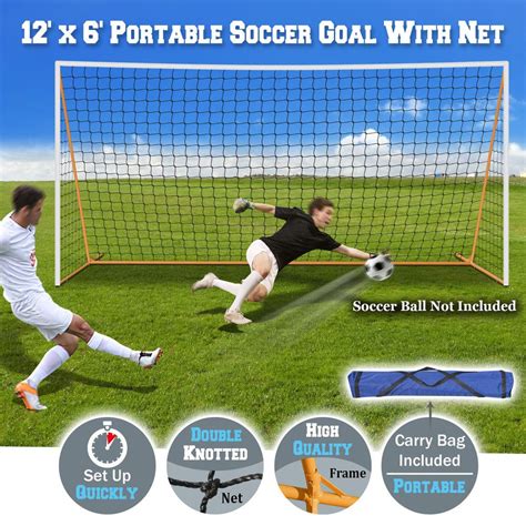 12 X 6 Set Up Goal Portable Football Soccer Net Quick Ball Sport