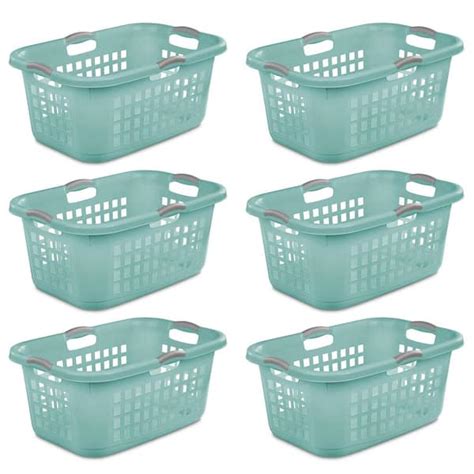 Sterilite Ultra Aqua 2 Bushel Plastic Stackable Clothes Laundry Basket
