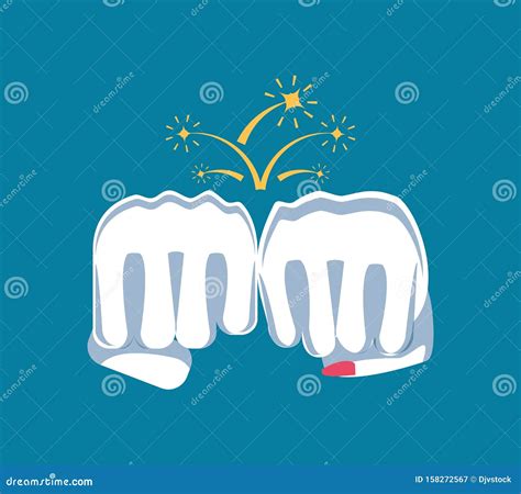 Two Hands Fist Bump Line Icon Fists Punching As Greeting Respect