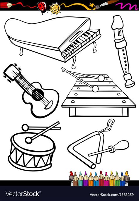 Coloring Book Or Page Cartoon Illustration Of Black And White Music