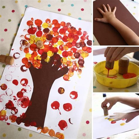 The Process Is To Make An Autumn Tree With Paper Plates And