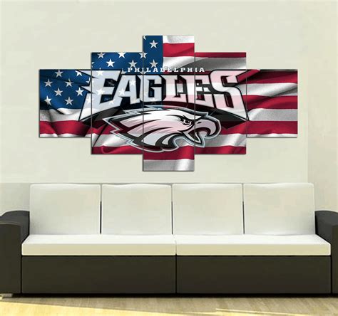 Philadelphia Eagles Football Team Canvas Wall Art Decor 5 Piece Canv