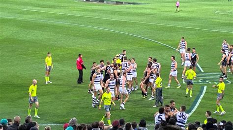 Geelong will play port adelaide in the second . Port Adelaide vs geelong cats Anzac week fight - YouTube