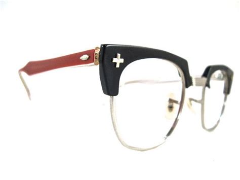 Red And Black Horn Rimmed Eyeglasses Frames Large Mens Unisex Cross Combo New Old Stock Nos