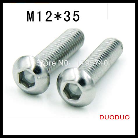 10pcs Iso7380 M12 X 35 A2 Stainless Steel Screw Hexagon Hex Socket Button Head Screws Hexagon