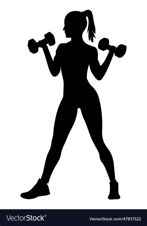 muscle woman bodybuilder lifting dumbbells vector image