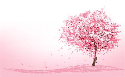 Pink Tree And Cherry Blossom Wall Mural Wallpaper