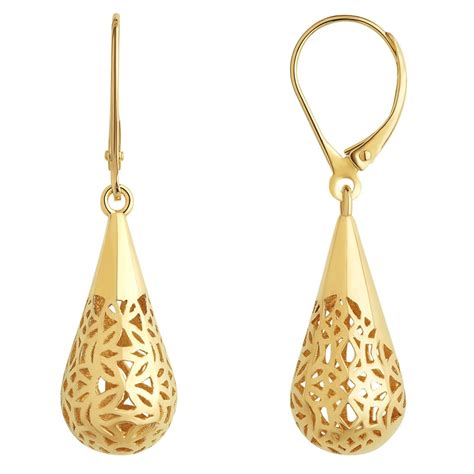 Ct Yellow Gold Teardrop Drop Earrings Pravins Jewellers