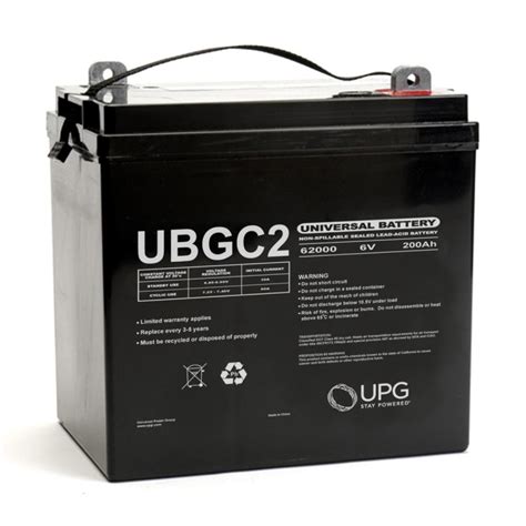 Ubgc2 45966 Universal 6v 200 Ah Deep Cycle Sealed Agm Golf Cart Battery