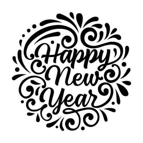 Free Printable Happy New Year 2023 Black And White Clip Art Free Download