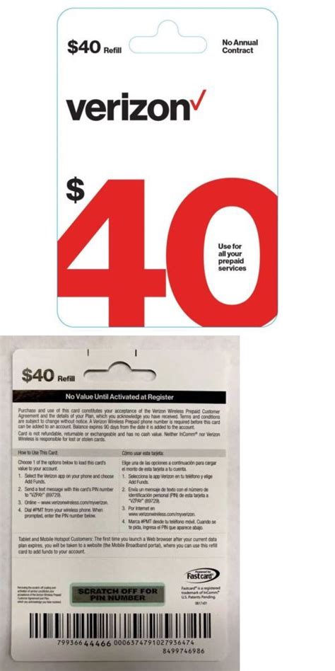 | save $35 with no activation fee. Phone and Data Cards 43308: Brand New $40 Verizon Wireless Prepaid Refill Card (Email Delivery ...