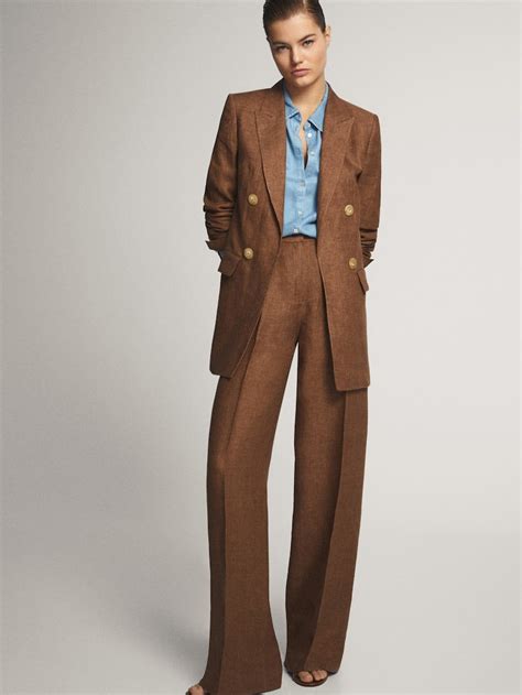 FALSE DOUBLE BREASTED BLAZER Women Massimo Dutti Fashion Night Office Fashion Suit