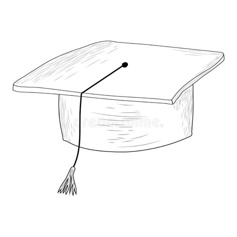 Graduate Cap Line Art Black And White Diploma Cap For Coloring As A