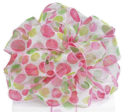 Pink And Green Dot Ribbon Fancy Sheer Wired By Lolalovesaparty Wired