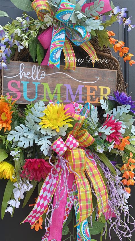 Summerwreath Summer Wreaths Grapevine Wreath Sassy Doors Wreath