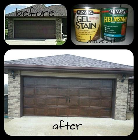 You cannot stain a steel, aluminum, or composite material garage door. Our garage door makeover! Took our plain metal garage door ...