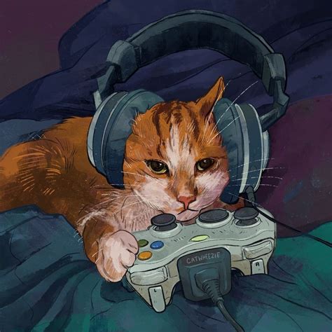 Gamer Cat Catwheezies Print Gallery In 2021 Gamer Cat Animal