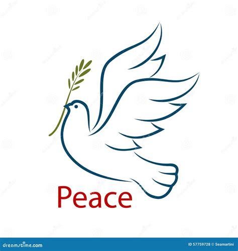 Dove Of Peace With Olive Branch Stock Vector - Illustration of pigeon