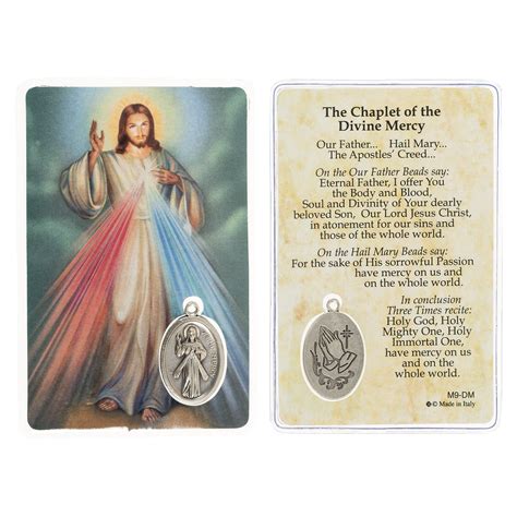 Laminated Divine Mercy Prayer Card with Medal | The Catholic Company®