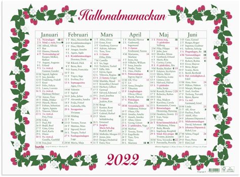 Almanackor 2021 för utskrift gratis : Almanacka 5010 Stora Hallonalmanackan | AllOffice