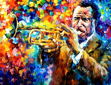 Trumpet Player Palette Knife Oil Painting On Canvas By Leonid Afremov