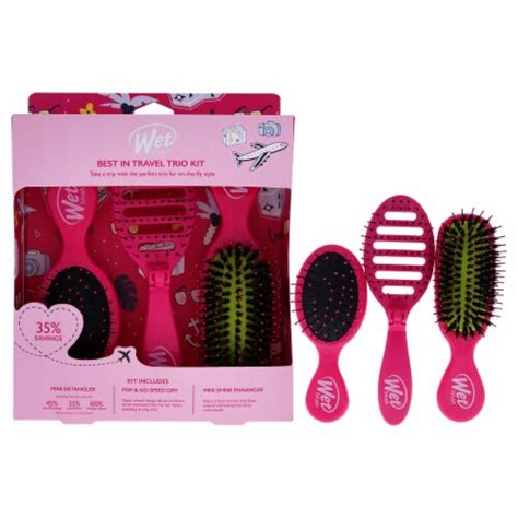 Wet Brush Best In Travel Trio Kit Pink Mini Detangler Pop And Go Speed Dry Brush Mini Shin
