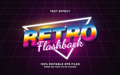 Efeito De Texto Retrô De Flashback Retrô Dos Anos 80 Vetor Premium