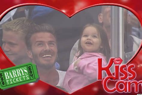 I wonder if they did that to not scare away the homphobic crowd. David Beckham Kiss Cam: Watch Harper's Dad Pucker Up