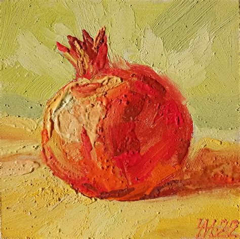 Pomegranate Painting Original Art Fruit Impasto Painting Etsy