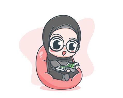 Cute Muslim Girl Reading Quran In Ramadan Cartoon Illustration 5610576