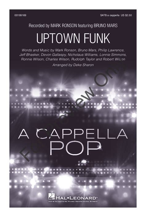Uptown Funk Satb By Mark Ronson And Bruno M Jw Pepper Sheet Music