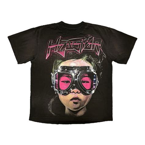 Hellstar Studios Pink Goggles Short Sleeve Tee Shirt Washed Black