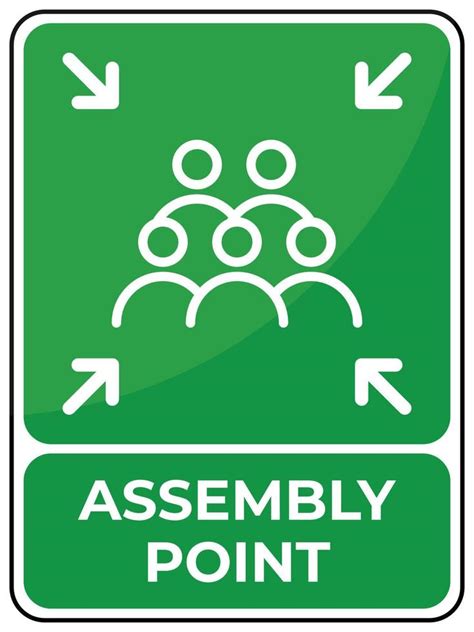Assembly Point Icon Vector Signage With Green Background Group Of Five