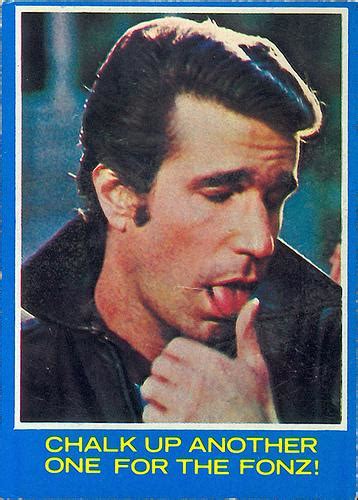 The fonz speaks for the first time near the end of the premiere episode all the way. Fonzie Says...