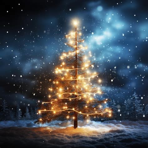 Premium Ai Image A Christmas Tree In A Snowy Forest Is Decorated With