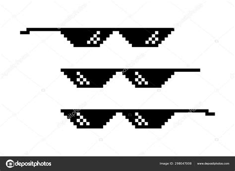 Pixel Glasses Isolated Thug Life Style Meme Symbol Design Retro 8 Bit Template Stock Vector