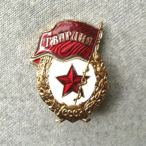 Mint Condition Soviet Army Retro Pin Bronze And Enamel Badge Lapel