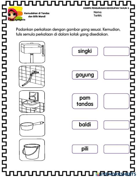 Kemudahan Di Tandas Dan Bilik Mandi Interactive Worksheet Live Worksheets