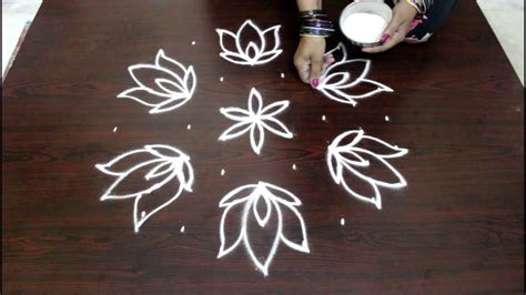 Lotus Kolam Designs With 9 To 5 Dots Muggulu Designs With Dots
