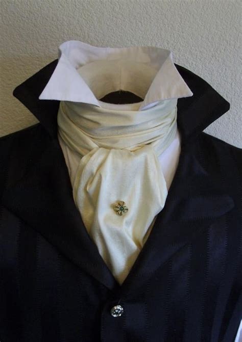 Regency Brummel Victorian Ascot Tie Cravat Ivory White