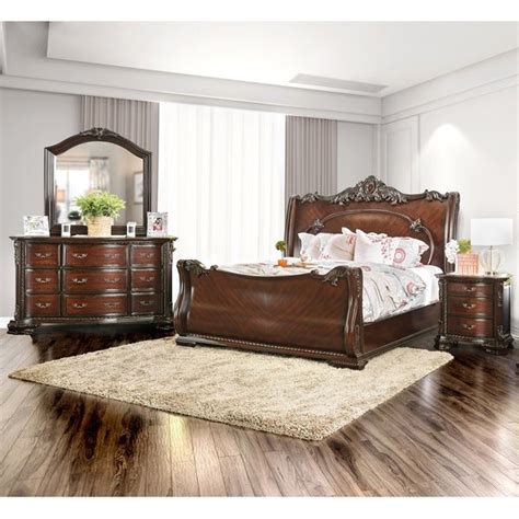 Material:solid wood frame,oak wood frame,genuine leather. Shop Furniture of America Luxury Brown Cherry 4-Piece ...